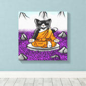 仏教のタキシード瞑想猫 キャンバスプリント (インサイチュ (ウッドフロア))