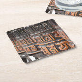 仏教のマニ車のコースター スクエアペーパーコースター (アングル)