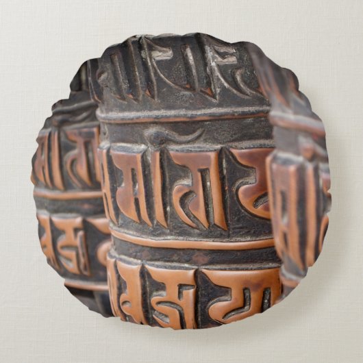 仏教のマニ車の円形の枕 ラウンドクッション (正面)