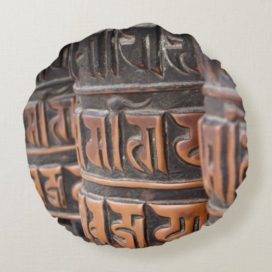 仏教のマニ車の円形の枕 ラウンドクッション (裏面)