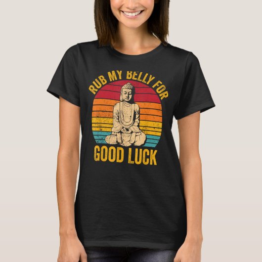 仏教の仏レトロ私の腹を消して行く Tシャツ (正面)