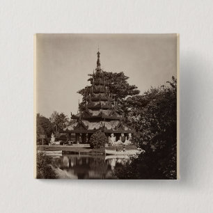 仏教の休泊所、Moulmein、ビルマ、c.1875 缶バッジ