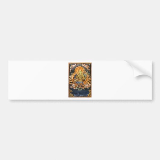仏教の女神の緑のタラの金属象眼細工 バンパーステッカー (正面)
