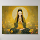 仏教の女神イエロータラゴールデンポートレートアート ポスター (正面)