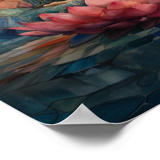 仏教の女神ガヤンインレインボーポートレートアート ポスター (角)