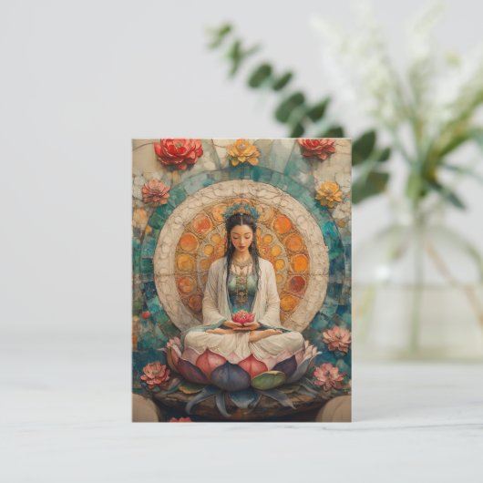 仏教の女神クアンインポートレート絵を描ズアート 招待状 (スタンド正面)