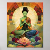 仏教の女神グリーンタラ絵を描フローラの禅 ポスター (正面)