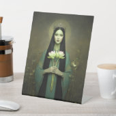 仏教の女神グリーンターラのヴィンテージスタイルの肖像画 台座サイン (インサイチュ)