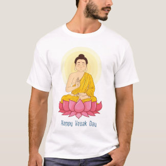 仏教の幸せな仏陀の日アイコン 座禅仏 Tシャツ