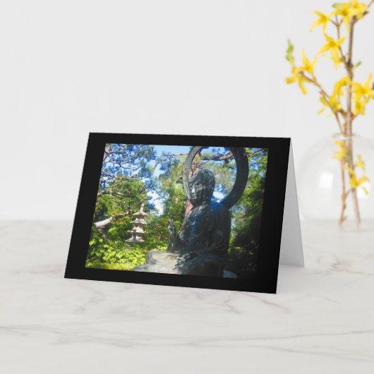 仏教の彫像 カード (黄色い花)