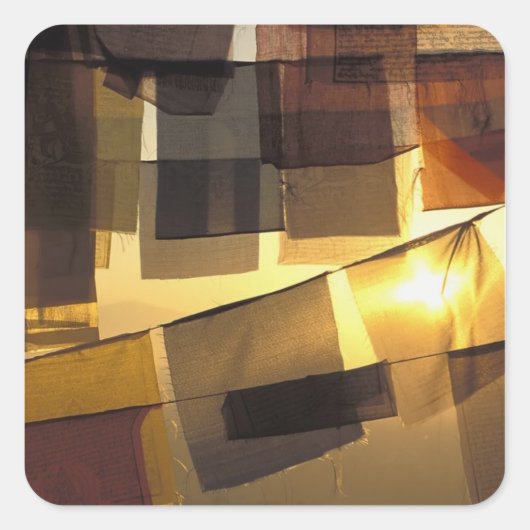 仏教の祈りの言葉の夕暮れ スクエアシール (正面)