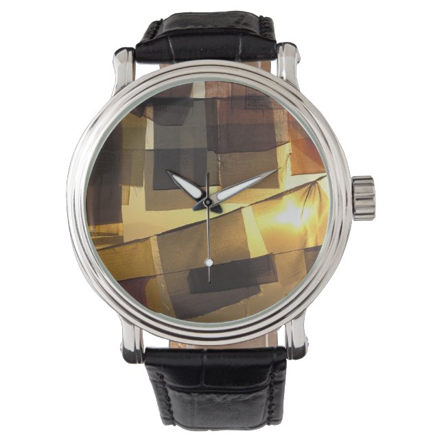 仏教の祈りの言葉の夕暮れ 腕時計 (正面)