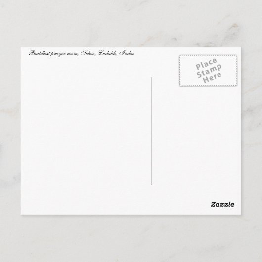 仏教の祈りの言葉ルーム、インドのラダック州Saboo ポストカード (裏面)