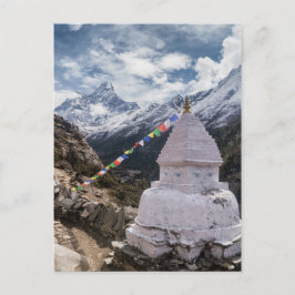 仏教の神社及び祈りの言葉の旗、ヒマラヤ山脈山 ポストカード