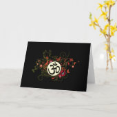 仏教の花柄Om カード (黄色い花)
