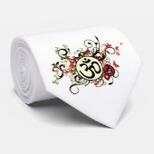 仏教の花柄Om ネクタイ (ロール)