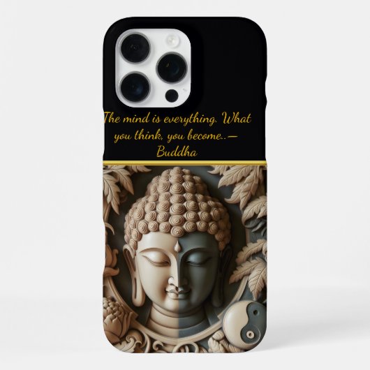 仏教の葉とオーブ彫刻AI iPhoneケース (裏面)