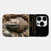 仏教の葉とオーブ彫刻AI iPhoneケース (裏面横)