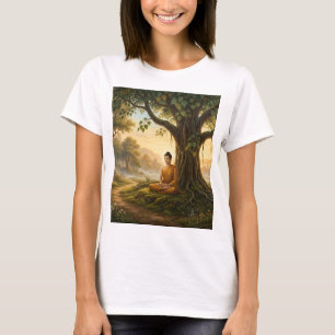 仏教アート 宗教Tシャツ - 平和な自然の瞑想 Tシャツ