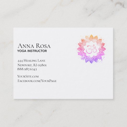 *~*仏教スピリチュアルヨガオムオウムロータスフラワー 名刺 (裏面)