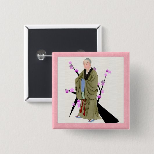 仏教僧ボタン 缶バッジ (正面&裏面)