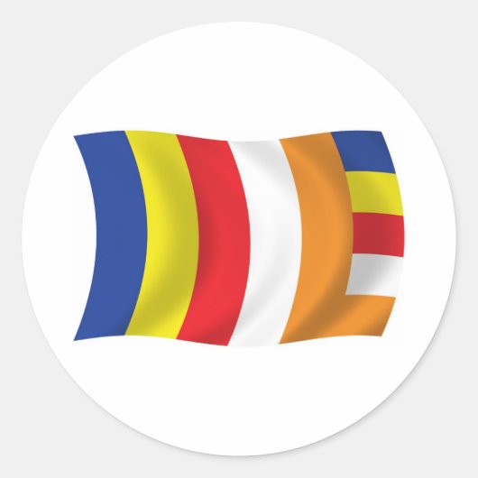 仏教国旗のシール ラウンドシール (正面)