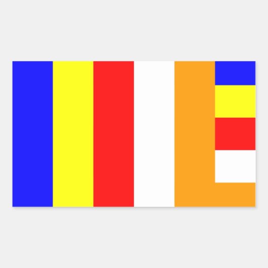 仏教国旗のシール 長方形シール (正面)