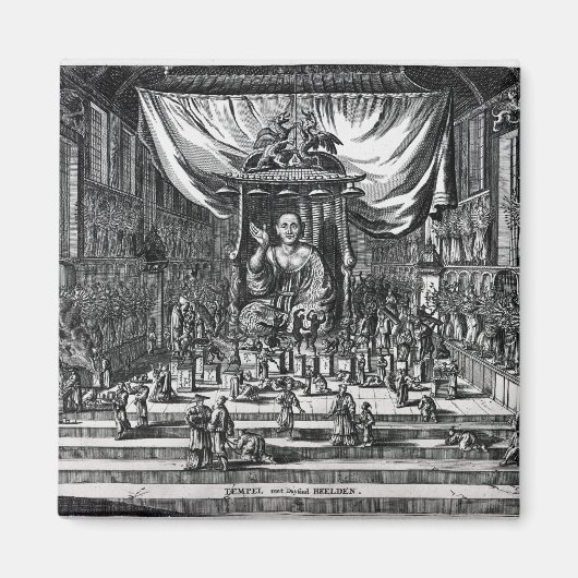 仏教寺院，イラストレーション マグネット (正面)