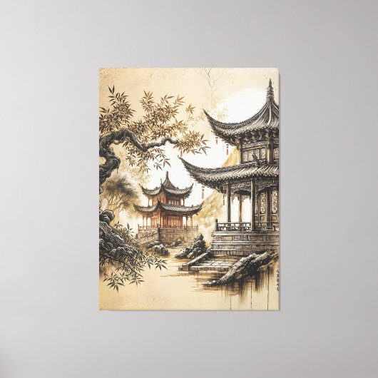 仏教寺院 キャンバスプリント (正面)