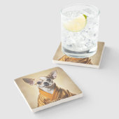 仏教徒チワワ ストーンコースター (横)