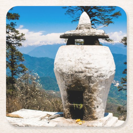 仏教礼拝所 スクエアペーパーコースター (正面)