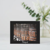 仏教祈りの言葉車輪黒文字はがき ポストカード (スタンド正面)