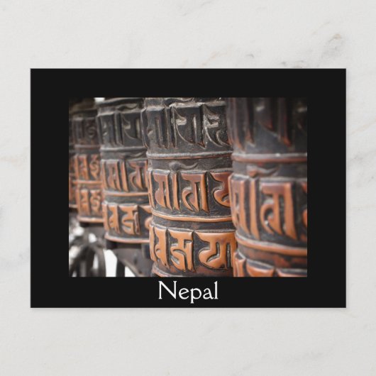 仏教祈りの言葉車輪黒文字はがき ポストカード (正面)