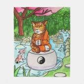 仏教虎猫瞑想猫 フリースブランケット (正面)
