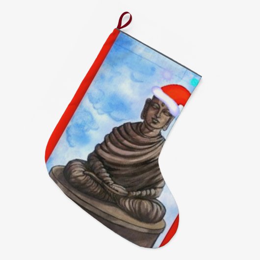 仏教-仏-メリークリスマス ラージクリスマスストッキング (正面 (吊り時))