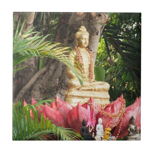 仏教，仏，像，宗教，黄金，アジア タイル (正面)