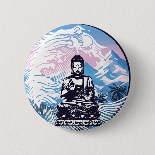 仏熱帯山波 缶バッジ (正面)