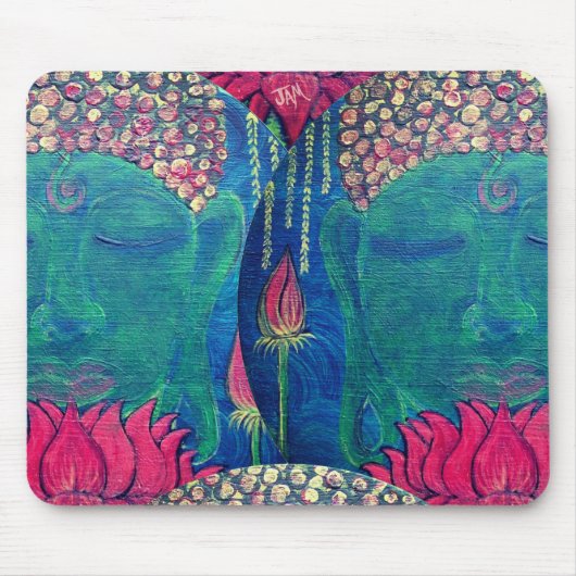 仏蓮の緑の瞑想仏教マウスパッド マウスパッド (正面)