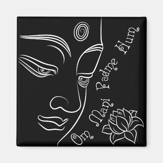 仏蓮花白を思案 マグネット (正面)