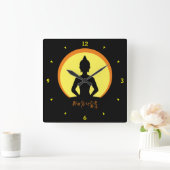 仏釈尊·太陽光 スクエア壁時計 (ホーム)