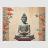 仏陀と芍薬のデコパージュ 薄葉紙 (正面)