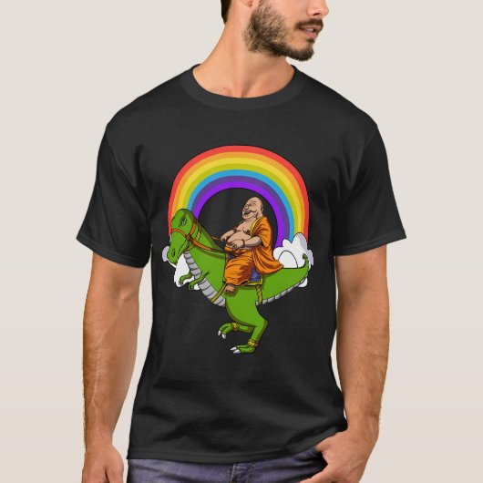 仏陀に乗るティラノサウルス Tシャツ (正面)