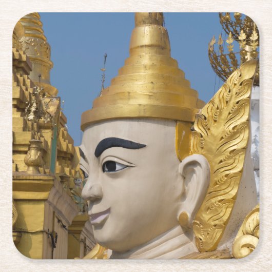 仏陀のプロフィール像 スクエアペーパーコースター (正面)