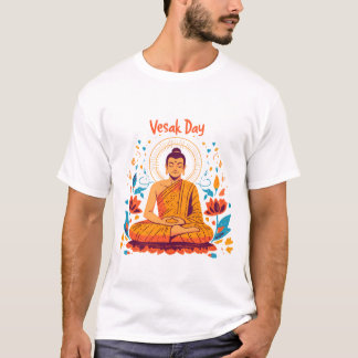 仏陀の日(ウェサクの日)のための仏陀のイラスト Tシャツ