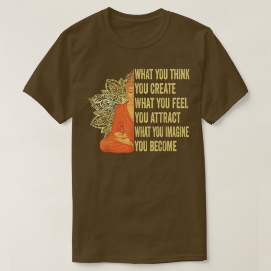 仏陀の瞑想シャツの魅力の法則 Tシャツ (デザイン正面)
