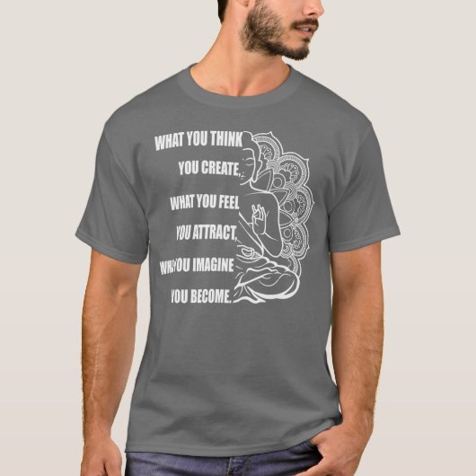 仏陀の瞑想シャツの魅力の法則 Tシャツ (正面)