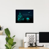 仏陀の瞑想ロータスフラワーイースタン宗教 ポスター (ホームオフィス)