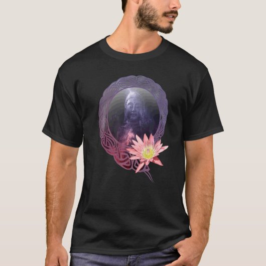 仏陀シッダールタゴータマ蓮の花ファッションクロー Tシャツ (正面)