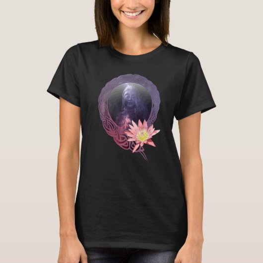 仏陀シッダールタゴータマ蓮の花ファッションクロー Tシャツ (正面)