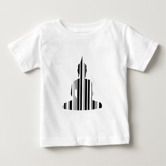 仏陀バーコード仏教バーコードパターン デザイン ベビーTシャツ (正面)